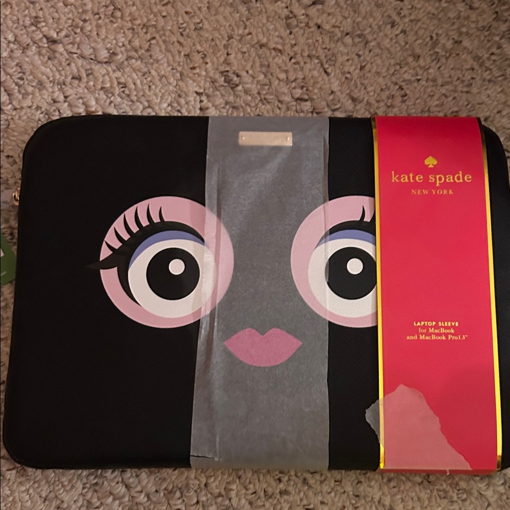 Kate Spade Black Laptop Sleeve with Eye Motif